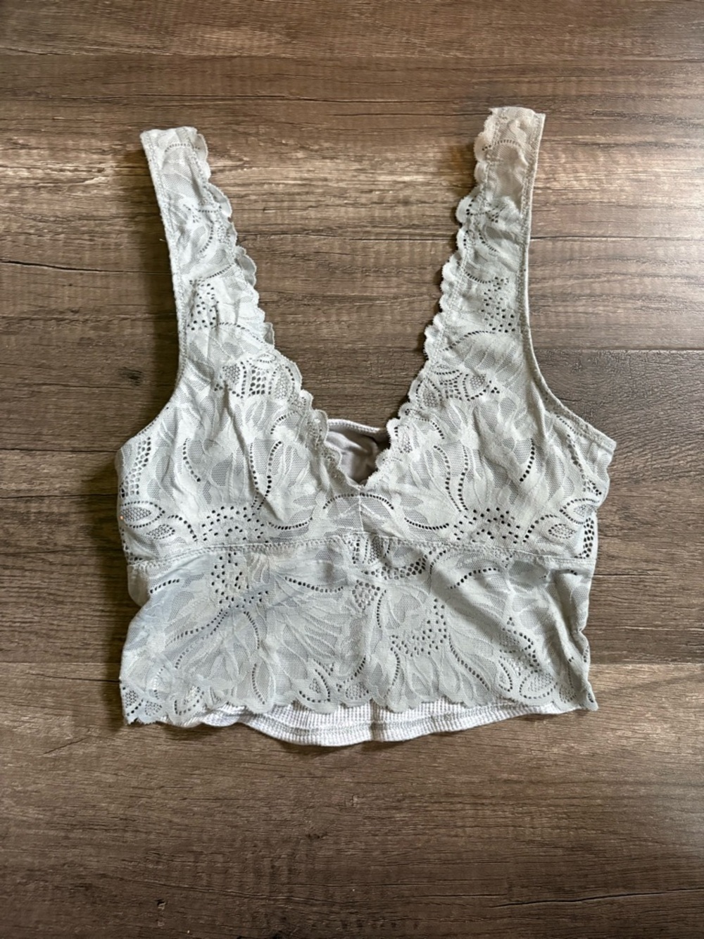 Aerie Grey Lace Cropped Top